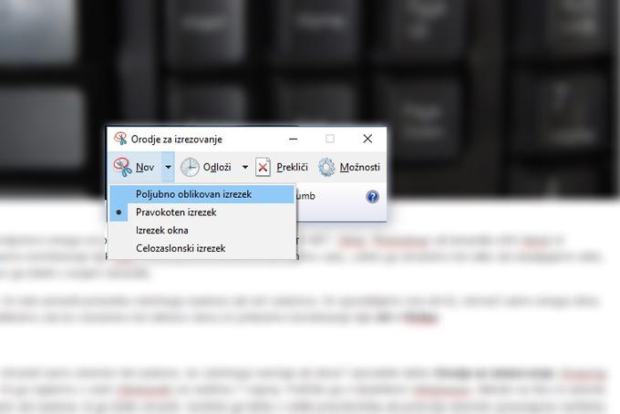 Orodje za izrezovanje omogoča tudi takojšen zajem celotnega zaslona in aktivnega okna.  | Foto: Matic Tomšič