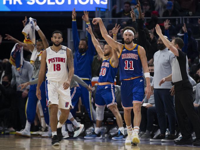 Klay Thompson je dosegel največje število točk v tej sezoni, v kateri se je vrnil na parket po poltretjem letu odsotnosti. | Foto: Reuters