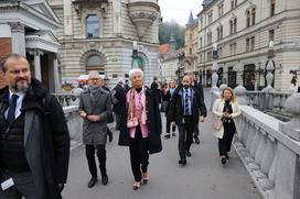 Christine Lagarde na obisku ljubljanske tržnice