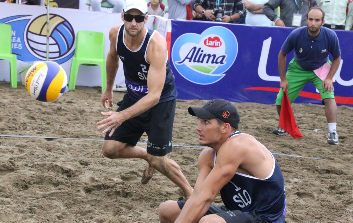 Danijel Pokeršnik Gašper Plahutnik | Danijel Pokeršnik in Gašper Plahutnik sta v Iranu zasedla četrto mesto.  | Foto FIVB