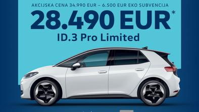 OMEJENA KOLIČINA: električni Volkswagen ID.3 Pro Limited po izjemni ceni!