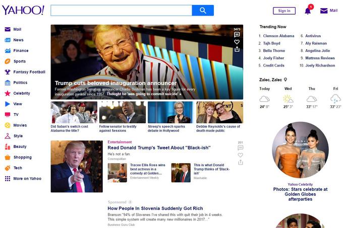 Spletni portal Yahoo.com | Foto: Matic Tomšič