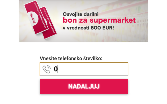 Spletna stran bo sporočilo samodejno poslala na uporabnikovo telefonsko številko, ker jo že pozna, saj je nanjo prišel prek sporočila SMS. Če pa uporabnik to spletno stran obišče kakor koli drugače, se bo pojavil še ta obrazec za vnos telefonske številke. Če se ne želite ukvarjati z nadležnimi sporočili SMS ali zanje celo plačevati, je nikar ne vpisujte vanj. | Foto: Matic Tomšič / Posnetek zaslona