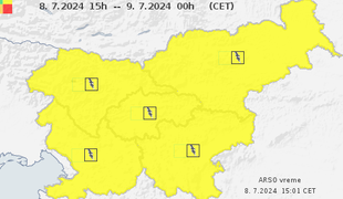 Arso izdal rumeno opozorilo za vso državo