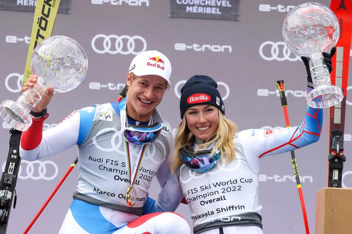 Marco Odermatt Mikaela Shiffrin | Takole sta Švicar Marco Odermatt in Američanka Mikaela Shiffrin marca dvignila veliki kristalni globus. Glavna favorita zanj sta tudi v novi sezoni. Si sploh kdo upa staviti proti njima? | Foto Red Bull Content Pool