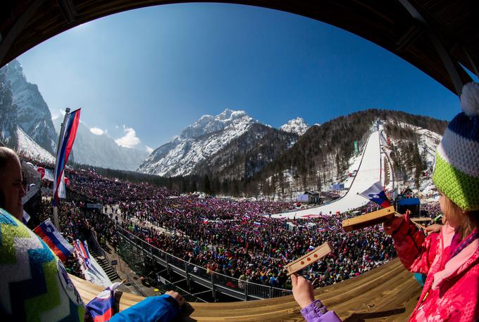 Lani se je Planica kopala v soncu, letos bo doživela pestro vremensko kuliso. Vreme bo najlepše v petek popoldne in soboto, v nedeljo pa gledalce čaka marsikaj. | Foto: Vid Ponikvar