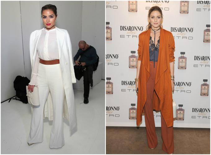 Dve Olivii znata: Olivia Culpo v beli in Olivia Palermo v rjavi opravi.  | Foto: Getty Images