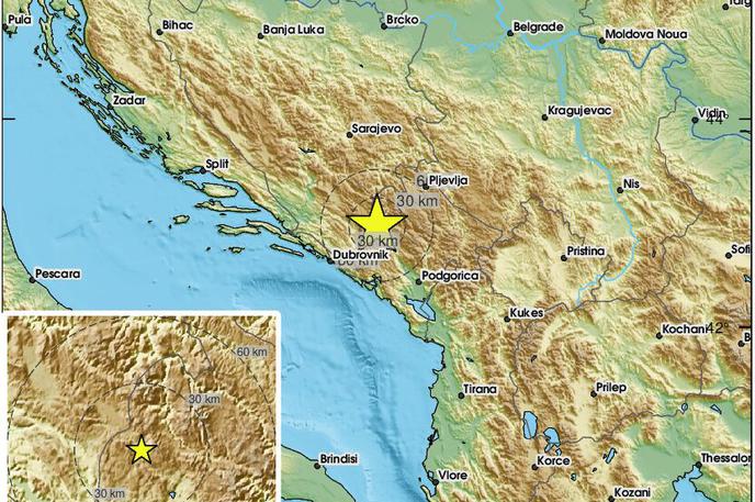 Potres | Potres so čutili celo v 200 kilometrov oddaljenem Sarajevu in Dalmaciji. | Foto EMSC/X