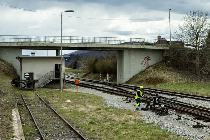 Izvozna kretnica na postaji Grosuplje, kjer se ločita dolenjska proga (levo) in kočevska proga (desno) | Foto: Ana Kovač