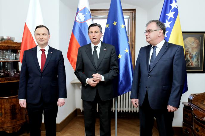 Borut Pahor Andrzej Duda Mladen Ivanić grad Strmol | Foto STA