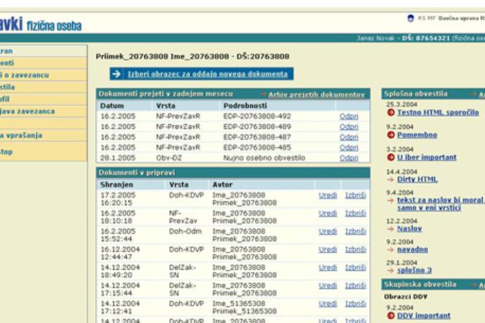 eDavki stari | Portal eDavki so bili od leta 2003 videti takole. 30. septembra se poslavljajo. | Foto Finančna uprava RS