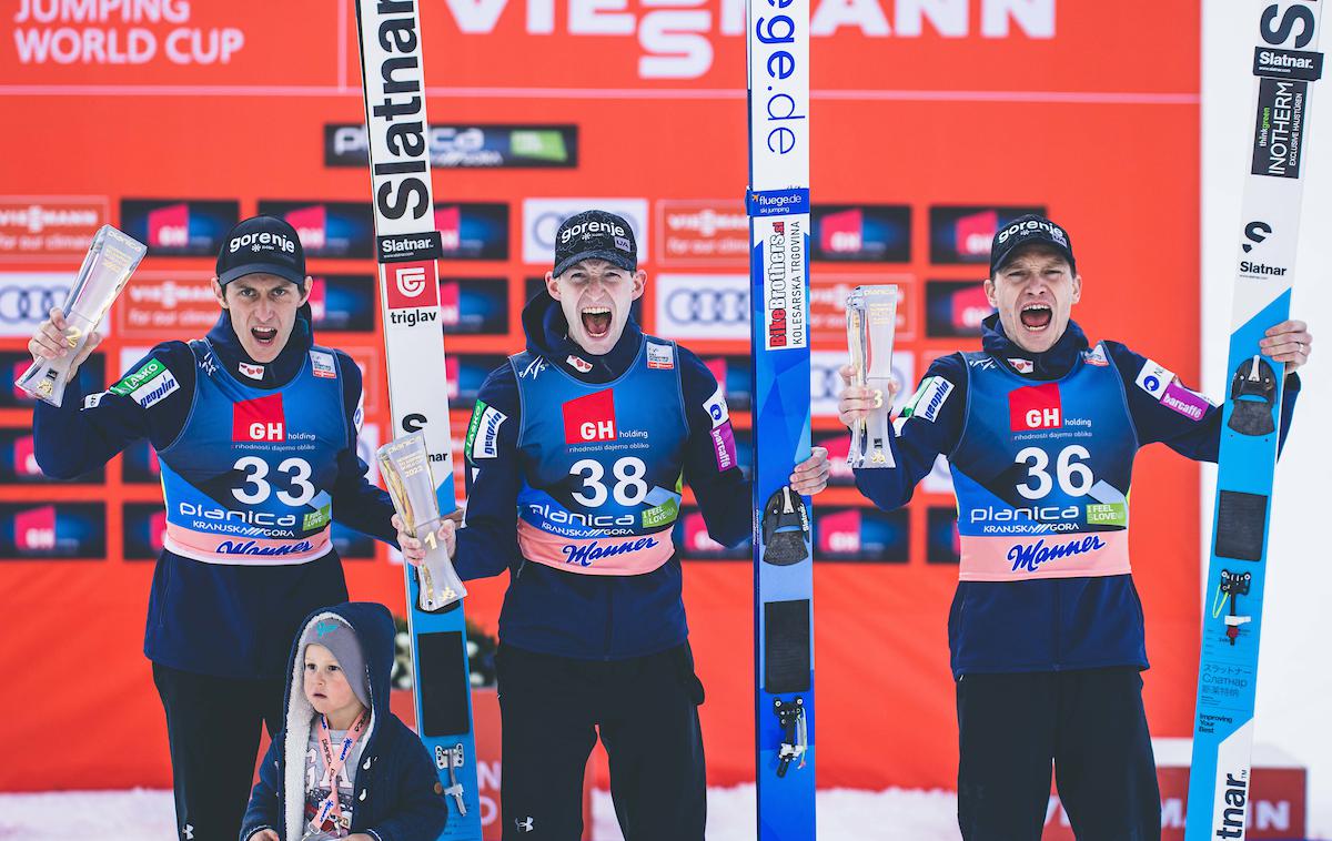 Planica 22 (petek): Žiga Jelar | Žiga Jelar je zmagovalec izjemne tekme v Planici, družbo na stopničkah sta mu delala še Peter Prevc in Anže Lanišek. | Foto Grega Valančič/Sportida