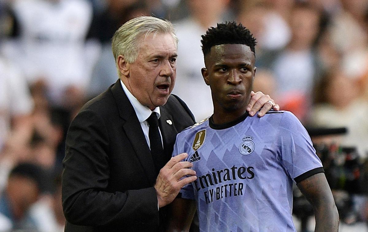 Carlo Ancelotti Vinicius Real Madrid | Carlo Ancelotti ni bil po nedeljskem incidentu v Valencii nič manj šokiran od Viniciusa. | Foto Reuters