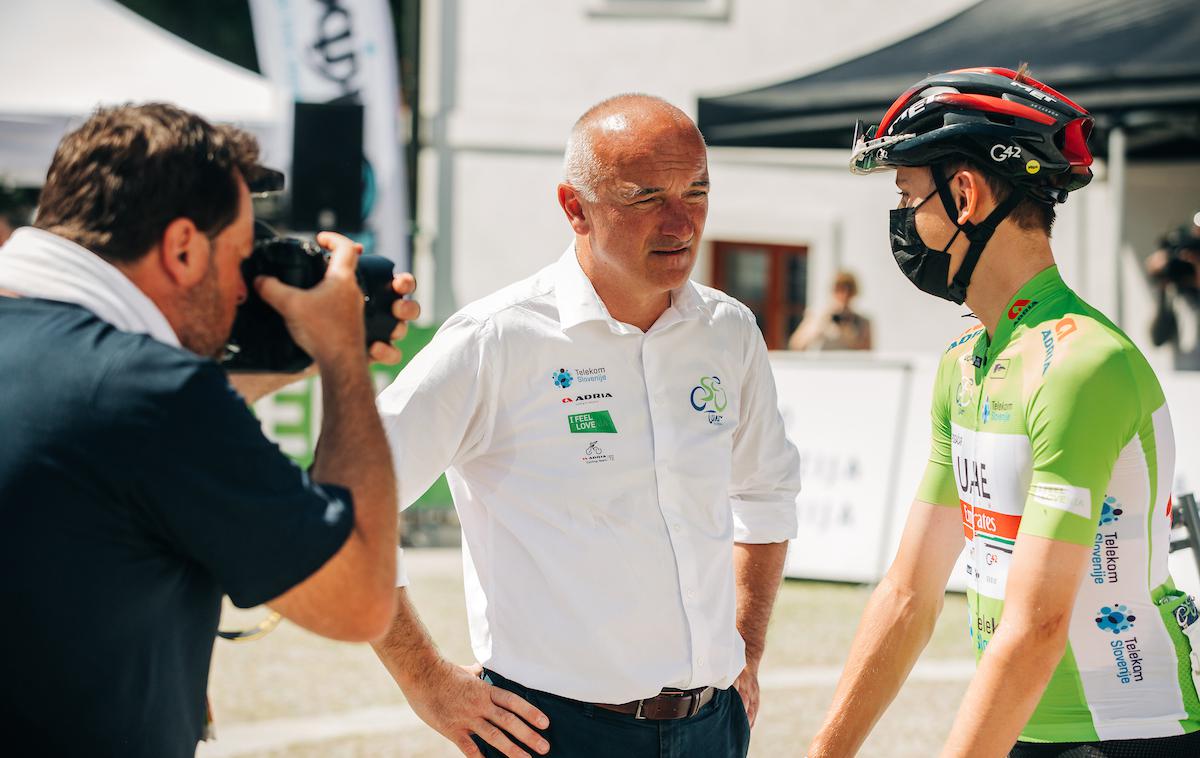 Tadej Pogačar Bogdan Fink Po Sloveniji 2022 | Organizacijski direktor dirke Bogdan Fink in zmagovalec dirke Po Sloveniji Tadej Pogačar, ki je pred odhodom na Tour de France opravil odlično generalko. | Foto Sportida