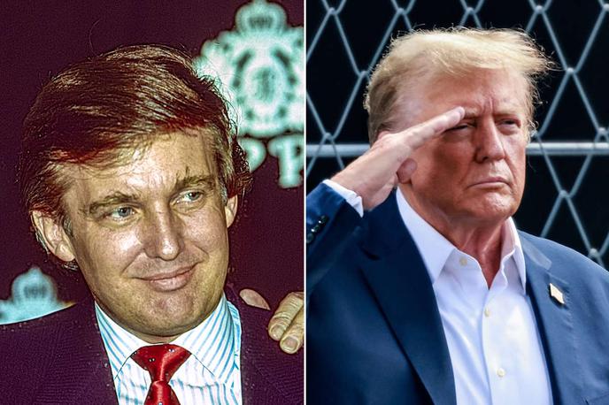 Donald Trump | Upokojeni kazahstanski obveščevalski veteran trdi, da ima kartoteko, v kateri je Donald Trump omenjen kot vir sovjetske KGB z vzdevkom Krasnov, pri sebi eden od tesnih zaupnikov Vladimirja Putina. Na levi fotografiji Trump leta 1988, na desni leta 2024. | Foto Guliverimage