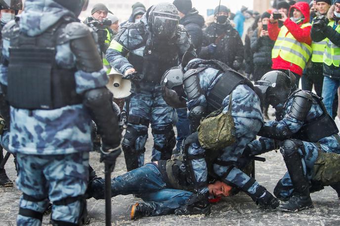 Protesti v Rusiji | Na protestih v podporo Alekseju Navalnemu so v Rusiji pridržali več kot štiri tisoč demonstrantov. | Foto Reuters