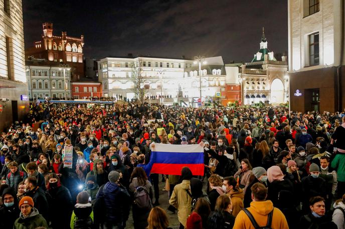 Aleksej Navalni protesti v podporo Moskva | Soorganizatorka shoda je Julija Navalna, vdova pokojnega opozicijskega voditelja Alekseja Navalnega. Fotografija je s shoda v podporo Navalnemu aprila 2021. | Foto Guliverimage