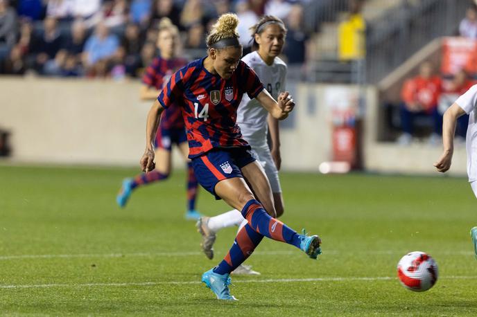 Trinity Rodman | Trinity Rodman je na prijateljski tekmi z Uzbekistanom vknjižila prvi reprezentančni zadetek. | Foto Reuters