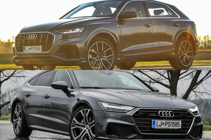 Audi Q8 in audi A7 | Dva posebna audija: zgoraj novi Q8, spodaj A7 sportback. | Foto Gašper Pirman