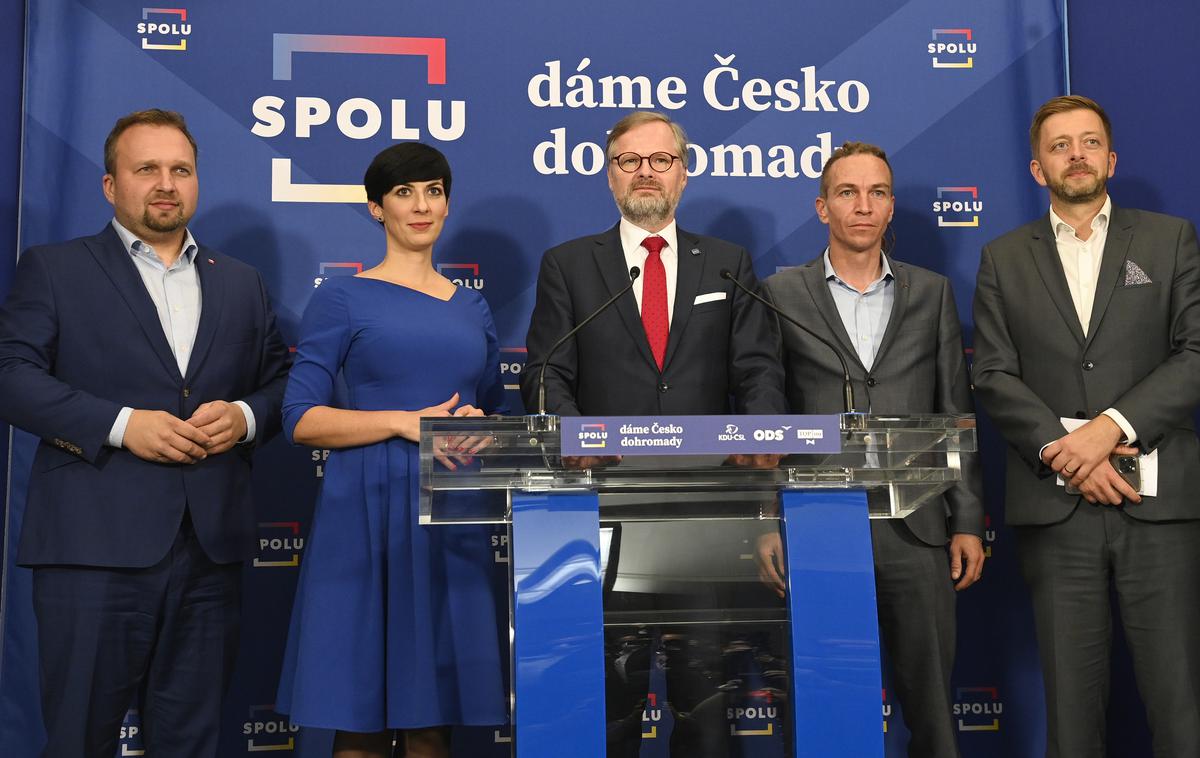 Marian Jurečka, Marketa Pekarova Adamova, Petr Fiala, Ivan Bartoš in Vit Rakušan | Foto Predsedniki koalicijskih strank Marian Jurečka, Marketa Pekarova Adamova, Petr Fiala, Ivan Bartoš in Vit Rakušan