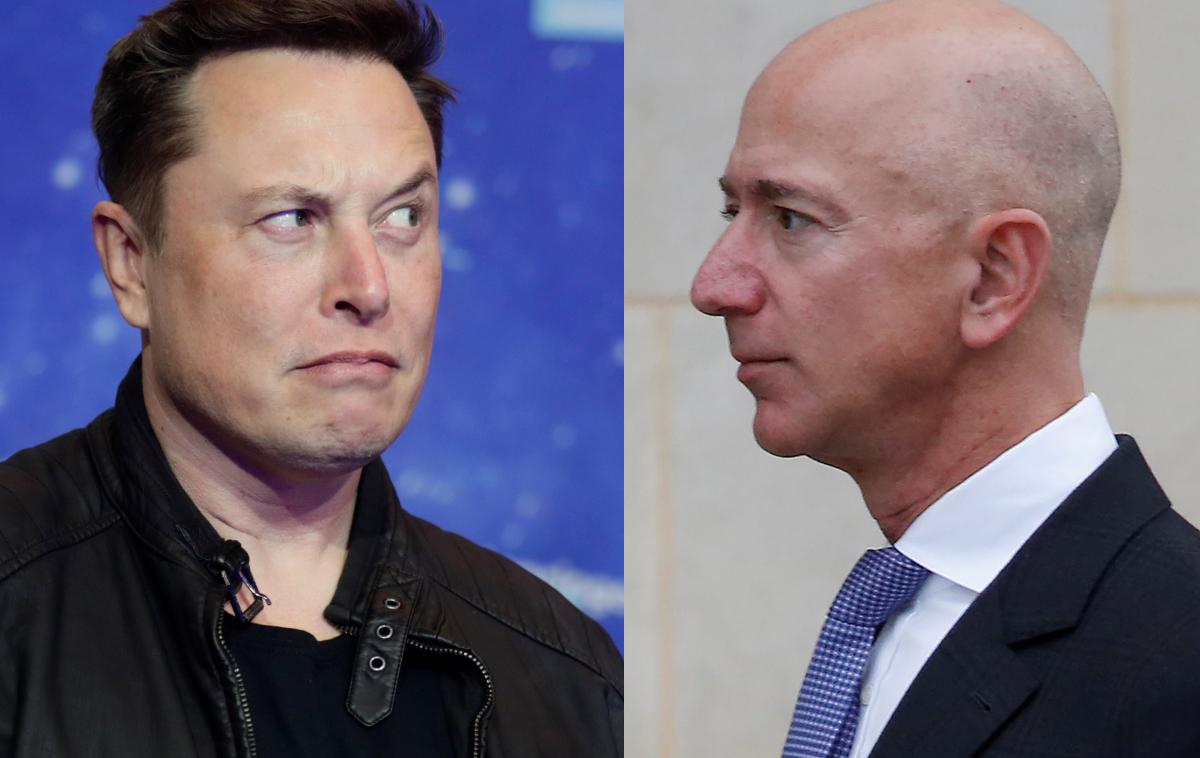 Elon Musk, Jeff Bezos | Elon Musk je prejšnji teden postal najbogatejši človek na svetu. Njegov staž sicer ni trajal dolgo, saj je delnica podjetja Tesla, na katero ima Musk vezan večji delež premoženja, v sredo padla in Amazonov šef Bezos je znova zasedel prvo mesto. Skupna vrednost premoženja obeh superbogatašev sicer dosega skoraj 400 milijard ameriških dolarjev.  | Foto Reuters