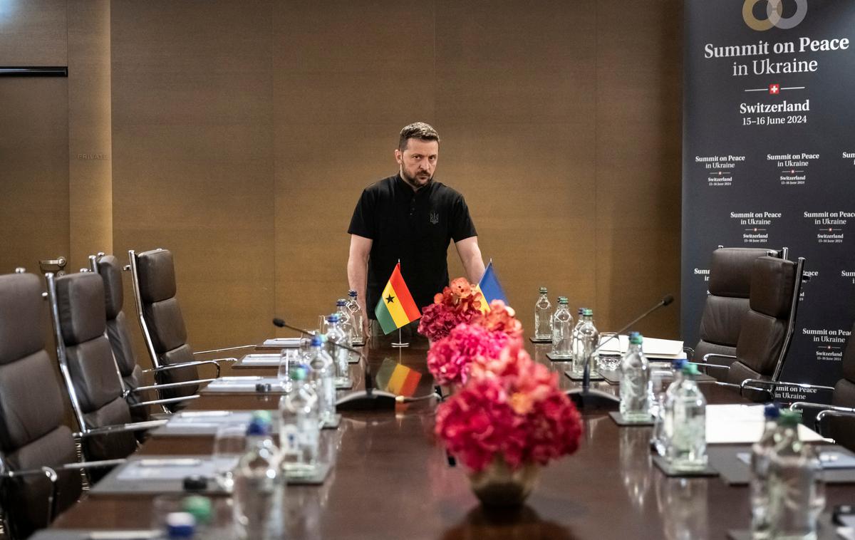 Volodimir Zelenski, mirovna konferenca | Na mirovni konferenci je Zelenski dejal, da se lahko mirovna pogajanja začnejo, ko bodo imela podporo mednarodne skupnosti.  | Foto Reuters