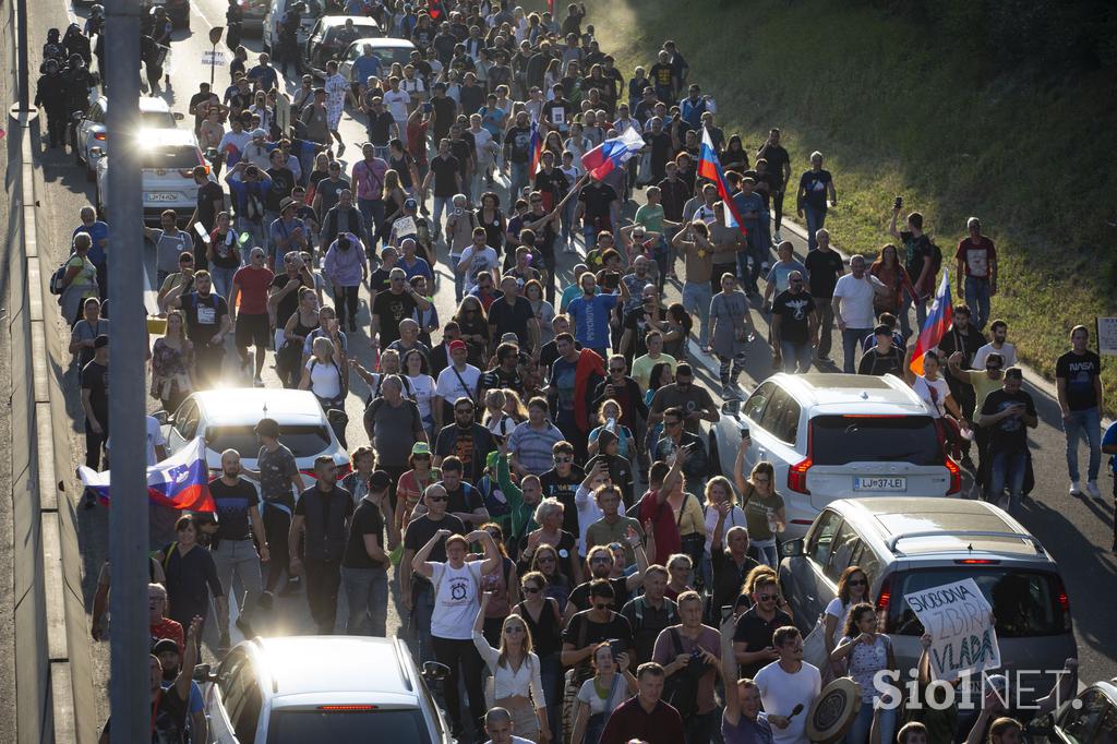 Protest nasprotnikov pogojev PCT v Ljubljani dne 29.9.2021