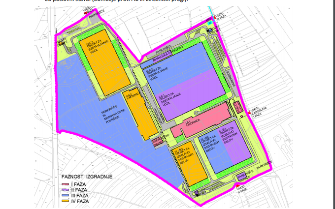 Magna Steyr v Hočah načrtuje gradnjo obrata v štirih fazah, začenjajo z lakirnico. | Foto: Občinski načrt občine Hoče-Slivnica