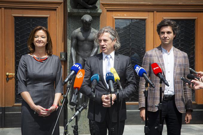 Robert Golob, Tanja Fajon in Luka Mesec. | Foto: Bojan Puhek