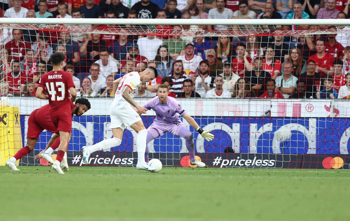 Salzburg Liverpool Benjamin Šeško | Salzburg je igral z Liverpool, tekmo pa odločil 19-letni Slovenec. | Foto Guliver Image