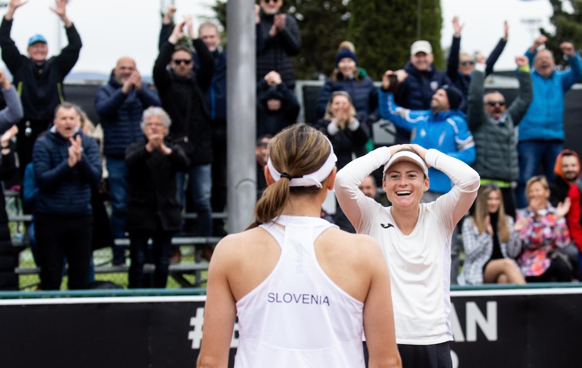 Kaja Juvan, Tamara Zidanšek | Kaja Juvan in Tamara Zidanšek sta prišli do izjemne zmage v pokalu Billie Jean King. | Foto Vid Ponikvar/Sportida