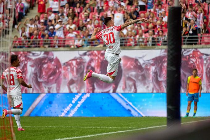 Šeško je zatresel mrežo Las Palmasa v 54. minuti. To je bil njegov že šesti zadetek v pripravljalnem obdobju. | Foto: Guliverimage