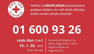 Psihosocialna podpora na posebni telefonski številki Rdečega križa Ljubljana