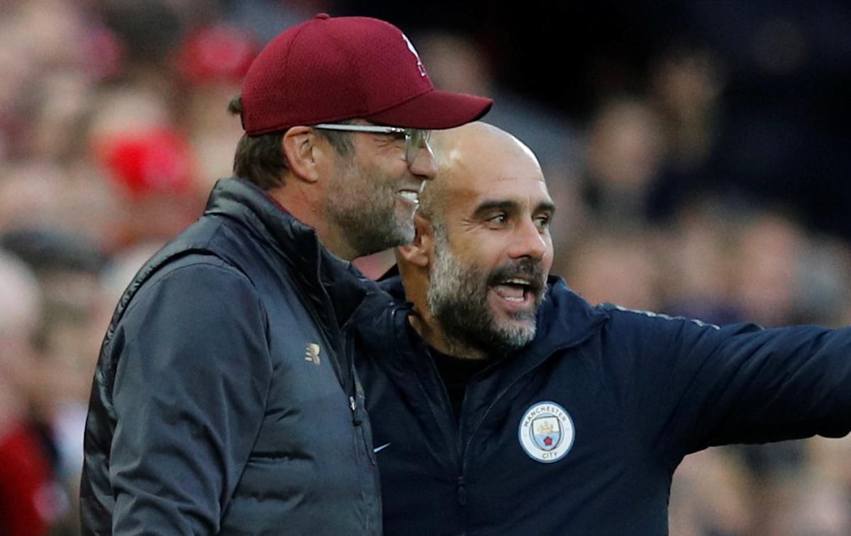 Jurgen Klopp Pep Guardiola | Liverpool in Manchester City sta se razšla brez zadetkov.  | Foto Reuters