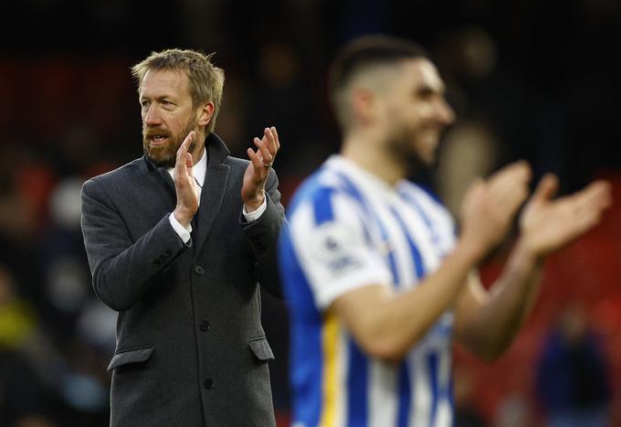 Graham Potter je z Brightonom, nekdanjim klubom Jana Mlakarja, v šestih krogih osvojil 13 točk. Več od njega so jih zbrali le Arsenal, Manchester City in Tottenham. Trenersko kariero je začel na Švedskem, kjer je sedem let zapored vodil Östersund (2011 - 2018), nato pa se je vrnil na Otok in prevzel Swansea City. | Foto: Reuters