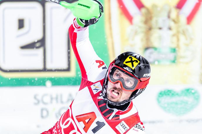 Marcel Hirscher | Marcel Hirscher je zmagovalec nočnega slaloma v Schladmingu, ki si ga je ogledalo okoli 50.000 gledalcev. Avstrijec slavi že 68. zmago svetovnega pokala. | Foto Sportida