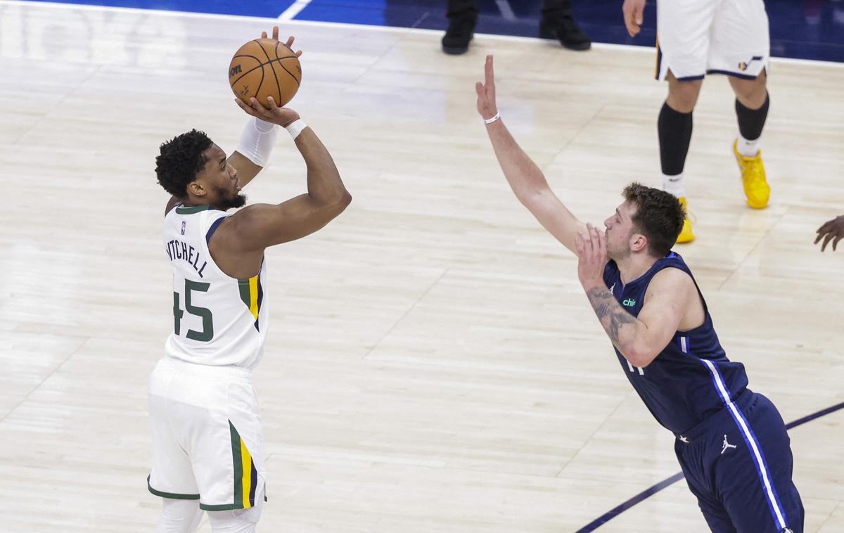 Utah Donovan Mitchell | Luka Dončić je izpustil prve tri tekme z Utahom, Donovan Mitchell bi utegnil manjkati na šesti. | Foto Reuters