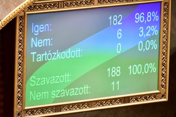 Za sprejetje Finske v zavezništvo je glasovalo 182 poslancev, proti jih je bilo šest. Turčija tako ostaja edina članica Nata, ki vstopa Finske v severnoatlantsko zavezništvo še ni potrdila. | Foto: Reuters