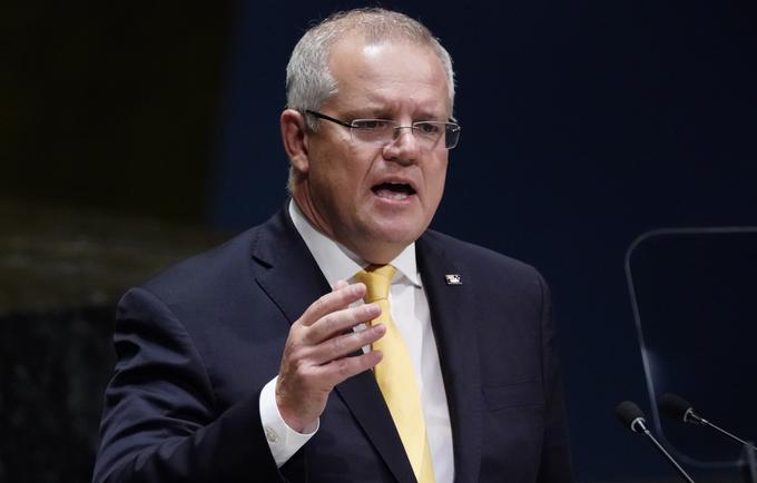 Scott Morrison, predsednik avstralske vlade, je bil na četrtkovi novinarski konferenci zelo redkobeseden glede Đokovića. | Foto: Reuters