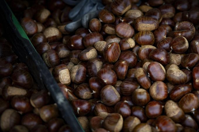 Kilogram domačega surovega kostanja na glavni ljubljanski tržnici stane šest evrov.  | Foto: Ana Kovač