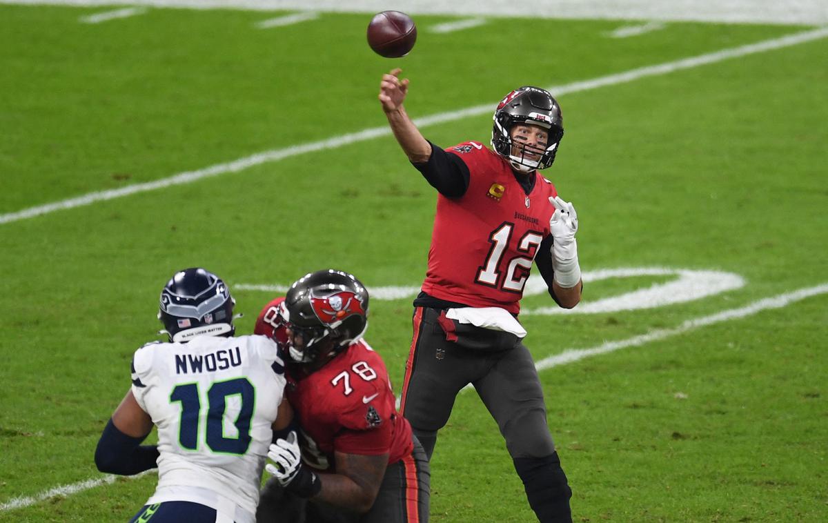 Tampa Bay Buccaneers : Seattle Seahawks Tom Brady | Tom Brady je na dolg seznam rekordov v ligi NFL dodal še enega: zmago na prvi tekmi rednega dela lige v celinski Evropi. | Foto Reuters