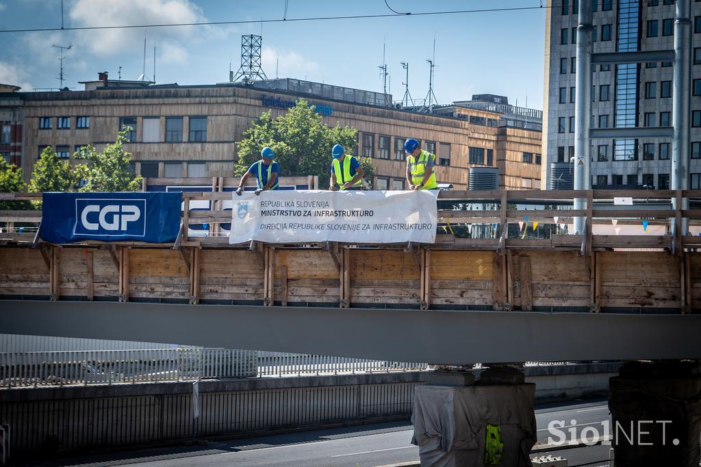 Gradbišče nadomestnega železniškega nadvoza na Dunajski