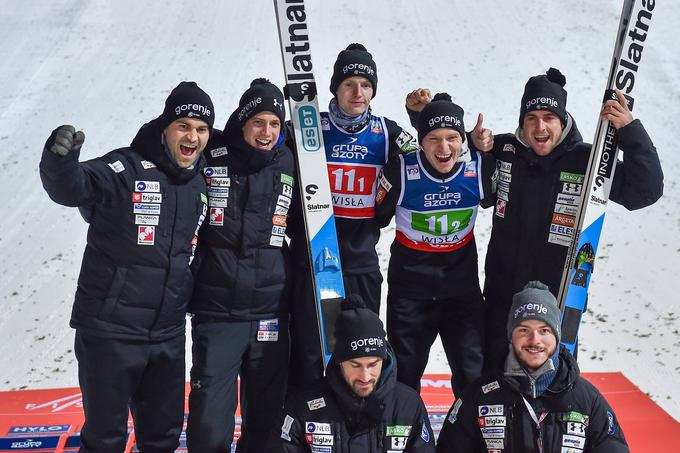 Slovenski skakalci vodijo v seštevku ekipne poljske turneje. | Foto: Guliverimage