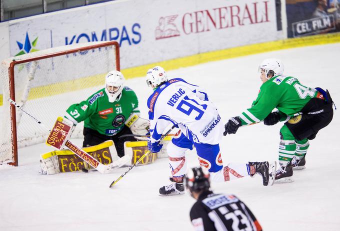 Beljak, za katerega igrata Miha Verlič in Jan Urbas, bo v petek prvi nasprotnik Olimpije v kvalifikacijskem delu, v katerem si bosta dva kluba priigrala preostali četrtfinalni vstopnici. | Foto: Vid Ponikvar