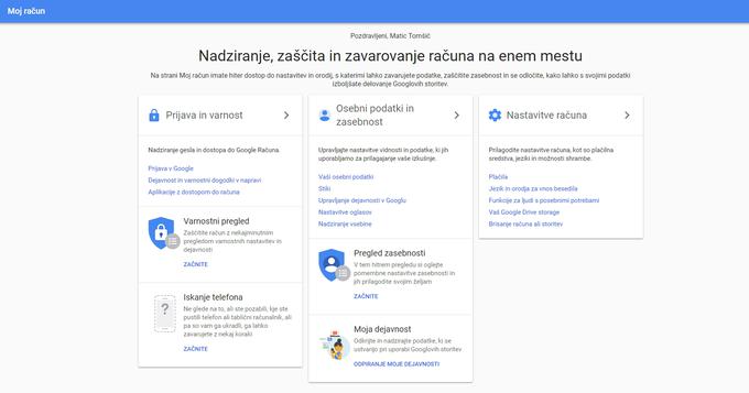 Google Takeout | Foto: Matic Tomšič