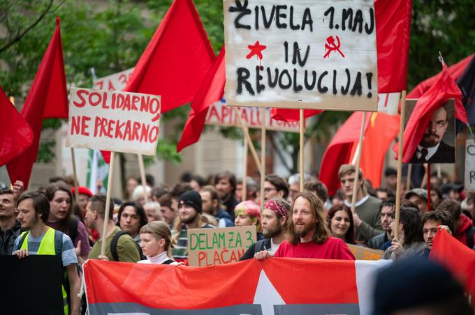 Protest v slovenski prestolnici ob prazniku dela.  | Foto: STA