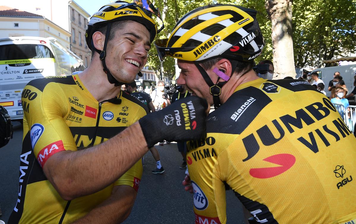 Wout van Aert | V nizozemski ekipi Jumbo-Visma sta Wout van Aert in Primož Roglič kolega. Belgijec je bil izvrsten pomočnik na Dirki po Franciji, na svetovnem prvenstvu v Imoli pa sta bila kolesarja tekmeca. | Foto Reuters