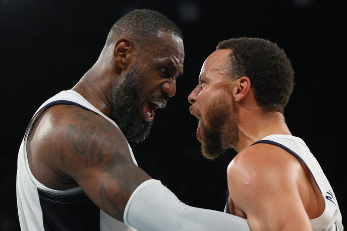 Pariz 2024 košarka ZDA LeBron James Stephen Curry | LeBron James in Steph Curry sta poskrbela, da so se ZDA vendarle uvrstile v veliki finale. | Foto Reuters