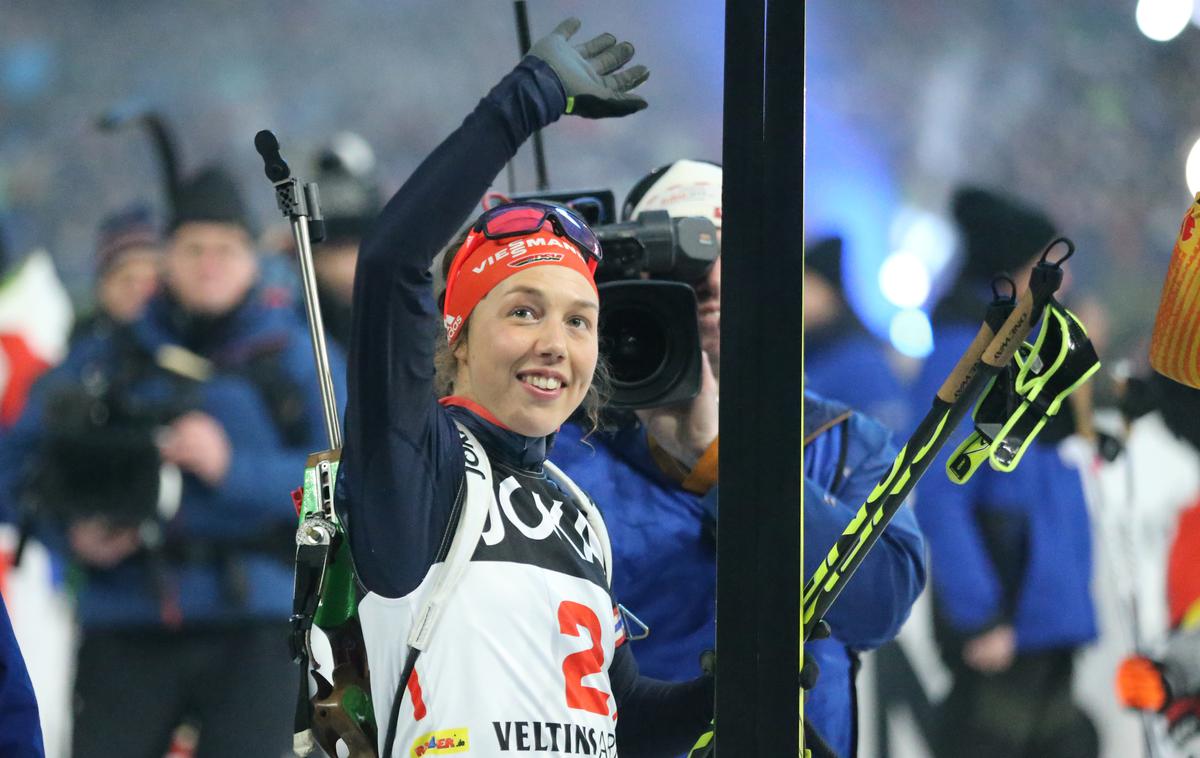 Gelsenkirchen biatlon 2019 Laura Dahlmeier | Nemška šampionka Laura Dahmleier se je od biatlona poslovila v velikem slogu. | Foto Guliver/Getty Images