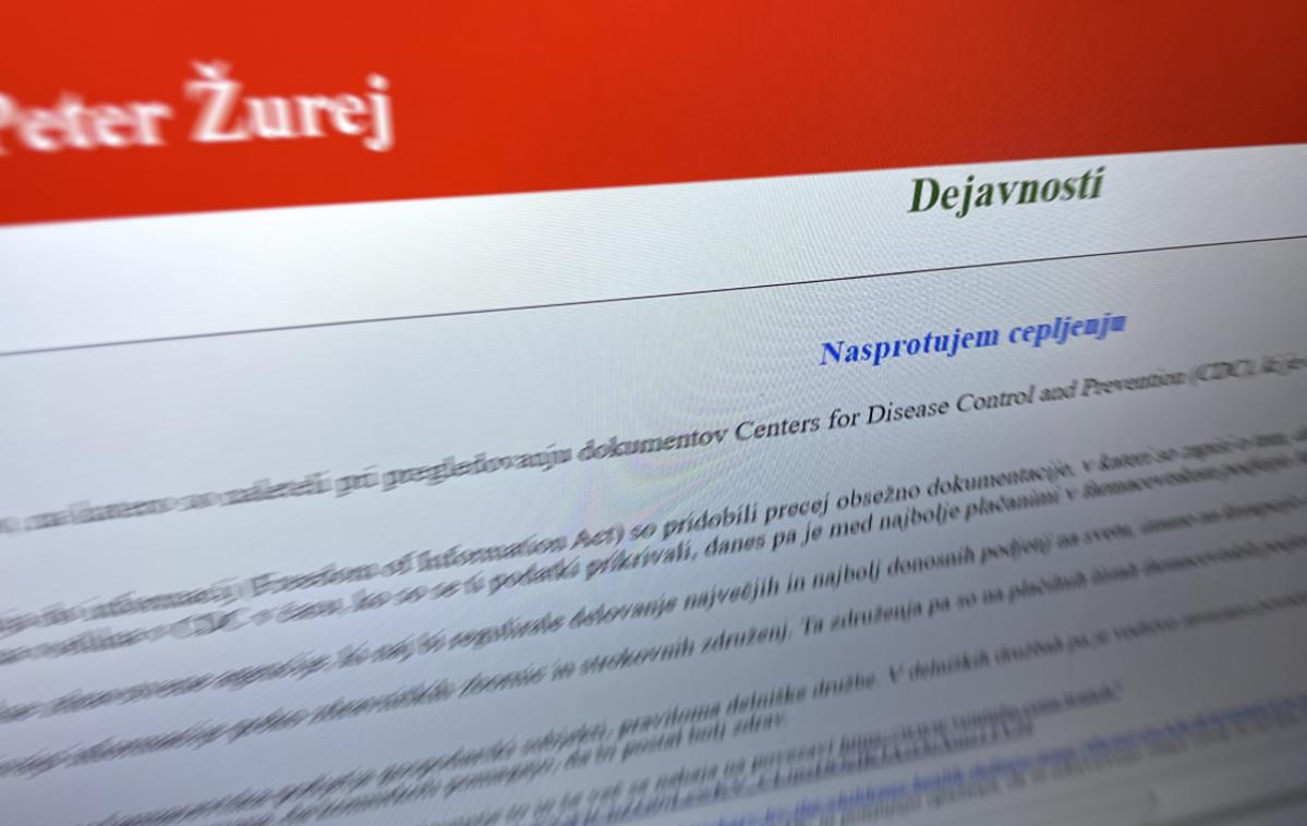 Peter Žurej | Spletna stran na portalu Arnes, kjer je ravnatelj osnovne šole Prebold Peter Žurej pred časom zapisal, da nasprotuje cepljenju in to podkrepil z argumenti spletnih strani, ki veljata za zloglasna vira dezinformacij in napačnih podatkov o cepivih. | Foto Matic Tomšič